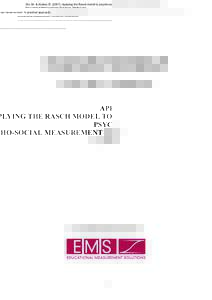 Wu, M. & Adams, RApplying the Rasch model to psycho-social measurement: A practical approach. Educational Measurement Solutions, Melbourne. ______________________________________________________________________