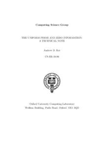 Computing Science Group  THE UNIFORM PRIOR AND ZERO INFORMATION: A TECHNICAL NOTE  Andrew D. Ker