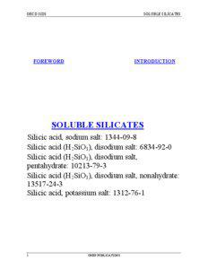 OECD SIDS  SOLUBLE SILICATES