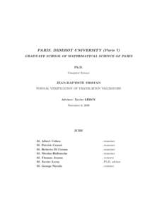 PARIS. DIDEROT UNIVERSITY (Paris 7) GRADUATE SCHOOL OF MATHEMATICAL SCIENCE OF PARIS Ph.D. Computer Science