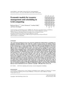 Economic models for resource management and scheduling in Grid computing