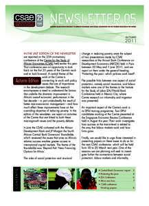 Newsletter5 Sept11:Layout:30 Page 2  AUTUMN 2011 IN THE LAST EDITION OF THE NEWSLETTER