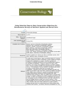 Conservation Biology  Using Detection Dogs to Meet Conservation Objectives for Simultaneous Surveys of Northern Spotted and Barred Owls  Fo