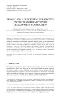 BEYOND AID: A CONCEPTUAL PERSPECTIVE ON THE TRANSFORMATION OF DEVELOPMENT COOPERATION