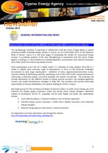 MONTHLY ELECTRONIC NEWSLETTER CYPRUS ENERGY AGENCY ISSNOctober 2012