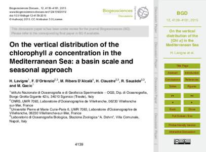 Discussion Paper  Biogeosciences Discuss., 12, 4139–4181, 2015 www.biogeosciences-discuss.net[removed]doi:[removed]bgd[removed] © Author(s[removed]CC Attribution 3.0 License.