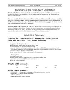 Microsoft Word[removed]fa13-ACRC-Summary of hills LINUX Orientation.doc