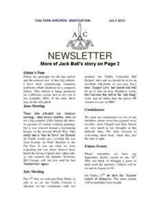 CHILTERN AIRCREW ASSOCIATION  JULY 2013 NEWSLETTER More of Jack Ball’s story on Page 2