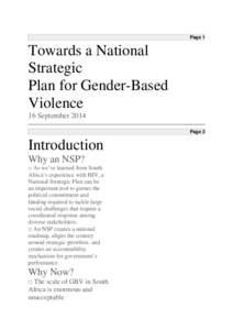Page 1  Towards a National Strategic Plan for Gender-Based Violence