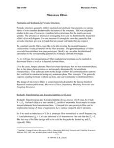EEE194 RF  Microwave Filters Microwave Filters Passbands and Stopbands in Periodic Structures