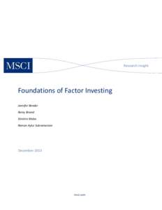 Research Insight  Foundations of Factor Investing Jennifer Bender Remy Briand Dimitris Melas