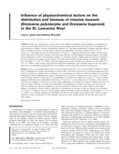 1953  Influence of physicochemical factors on the distribution and biomass of invasive mussels (Dreissena polymorpha and Dreissena bugensis) in the St. Lawrence River