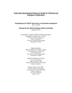 An Outcomes Assessment Resource Guide for Schools and Colleges of Optometry