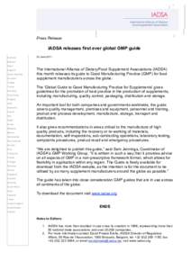 Press Release  IADSA releases first ever global GMP guide Australia  23 June 2011