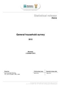 Statistical release P0318 General household survey 2012