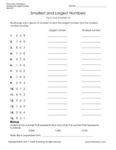 Smallest and Largest Number- Math Place Value Worksheet 3