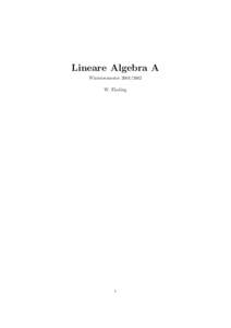 Lineare Algebra A WintersemesterW. Ebeling 1