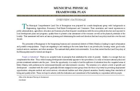 MUNICIPAL PHYSICAL  FRAMEWORK PLAN    OVERVIEW / RATIONALE  T