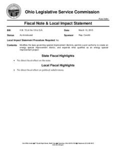 Ohio Legislative Service Commission Russ Keller Fiscal Note & Local Impact Statement Bill: