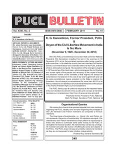 PUCL BULLETIN Vol. XXXI, No. 2 ISSNFEBRUARY 2011