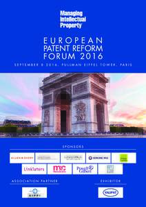 EUROPEAN PATENT REFORM FORUM 2016 SEPTEMBER  8