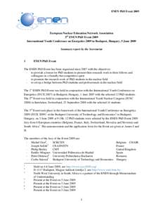 3rd ENEN PhD Event 2009 Summary Report