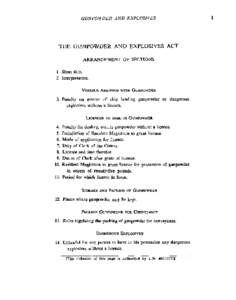 GUNPOWDER A N D EXPLOSIVES  THE GUNPOWDER AND EXPLOSIVES ACT ARRANGEMENT OF SECTIONS 1. Short title. 2. Interpretation.