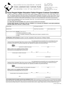 Texas Prepaid Higher Education Tuition Program Contract Cancellation