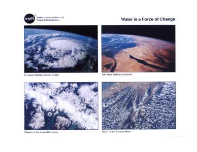 National Aeronautics and Space Administration Water is a Force of Change  As we look at Earth from the vantage point ot outer space, we can’t but help notice how important water is to Earth’s surface. Three quarters