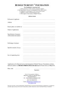 APPLICATION Standard Form für Unterstützungsbeiträge