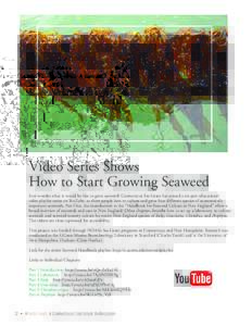 Video Series Shows How to Start Growing Seaweed Ever wonder what it would be like to grow seaweed? Connecticut Sea Grant has posted a six-part educational video playlist series on YouTube, to show people how to culture a