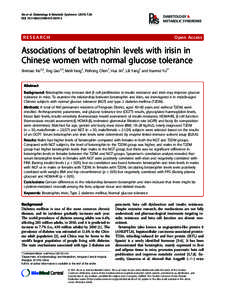 Associations of betatrophin levels with irisin in Chinese women with normal glucose tolerance