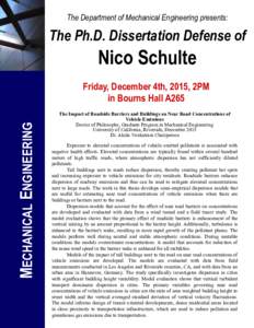 The Department of Mechanical Engineering presents:  The Ph.D. Dissertation Defense of Nico Schulte