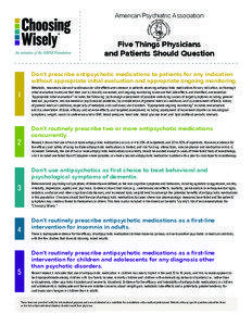 American Psychiatric Association  Five Things Physicians
