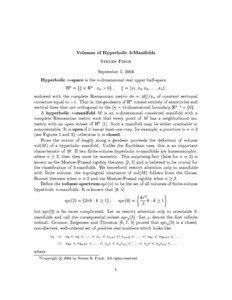 Volumes of Hyperbolic 3-Manifolds Steven Finch September 5, 2004