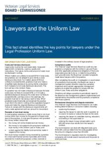 FACT SHEET  NOVEMBER 2014 Lawyers and the Uniform Law
