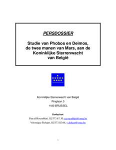 PERSDOSSIER Studie van Phobos en Deimos, de twee manen van Mars, aan de Koninklijke Sterrenwacht van België