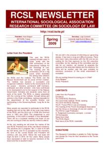 RCSL NEWSLETTER  1B INTERNATIONAL SOCIOLOGICAL ASSOCIATION RESEARCH COMMITTEE ON SOCIOLOGY OF LAW