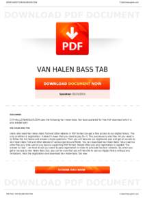 BOOKS ABOUT VAN HALEN BASS TAB  Cityhalllosangeles.com VAN HALEN BASS TAB