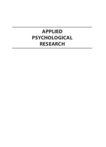 Applied Psychological Research Psychology in Russia: State of the Art • 2009