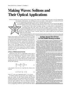 from SIAM News, Volume 31, Number 2  Making Waves: Solitons and