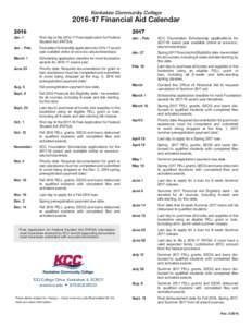 Kankakee Community CollegeFinancial Aid Calendar