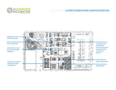 LA KRETZ INNOVATION CAMPUS SITEPLAN  Public park on the corner of 5th and Hewitt LACI’s permanent home: 20-25 companies