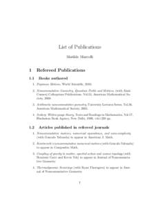 List of Publications Matilde Marcolli 1  Refereed Publications