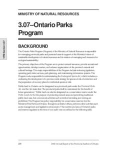 MINISTRY OF NATURAL RESOURCES  VFM Section[removed]–Ontario Parks Program