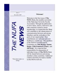 Issue 1  The NUFA NEWS  December 2007