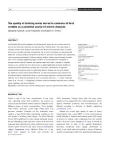 Q IWA Publishing 2010 Journal of Water and Health | 08.2 | The quality of drinking water stored in canteens of field soldiers as a potential source of enteric diseases