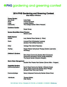    2014 PHS Gardening and Greening Contest Blue Ribbon Winners Flower Garden Very Small