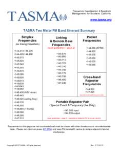 TASMA  Frequency Coordination & Spectrum Management for Southern California  www.tasma.org