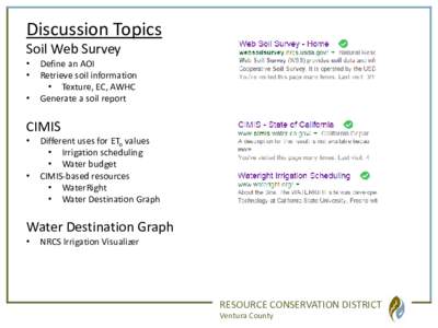 Discussion Topics Soil Web Survey • • •